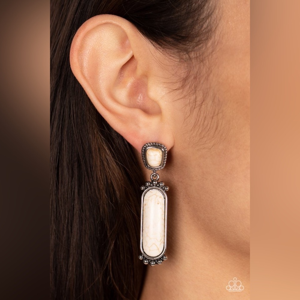 Paparazzi Cream and Silver Statement Earrings